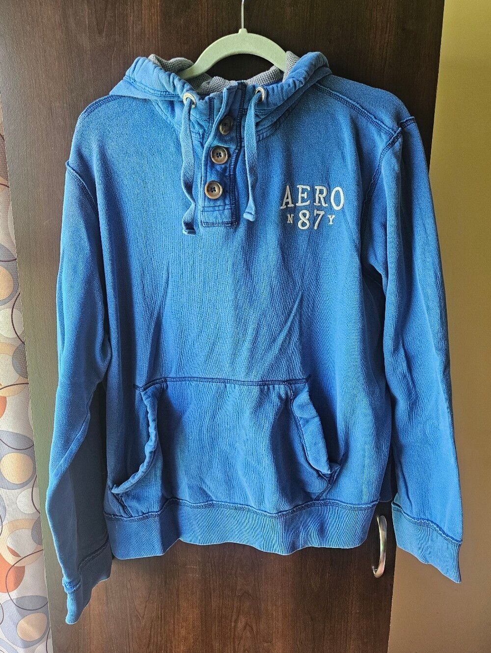 Aeropostale Royal Blue Hooded Sweatshirt with Gray Trim Size XL